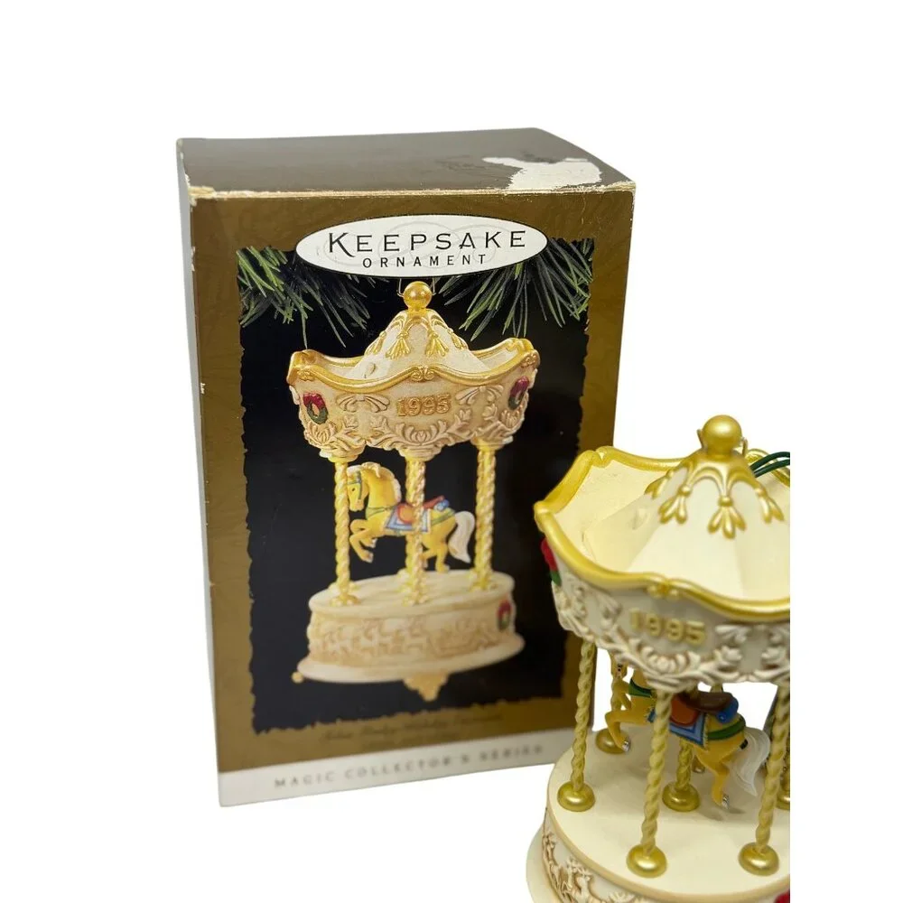 VTG Hallmark Keepsake 1995 Tobin Frale Holiday Carousel Lights Music Ornament 5